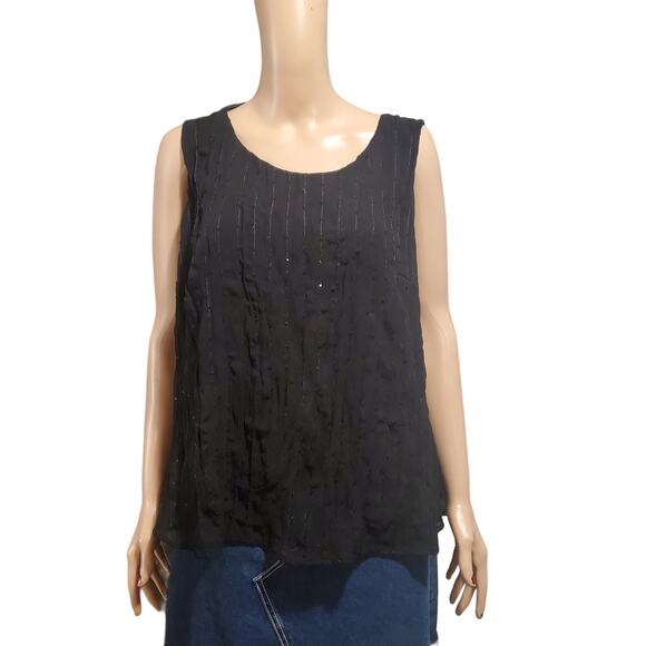 David Dart Collection Size 2X (TIGHT FITTING) 1X Sequin Black Sleeveless Blouse - Picture 1 of 9